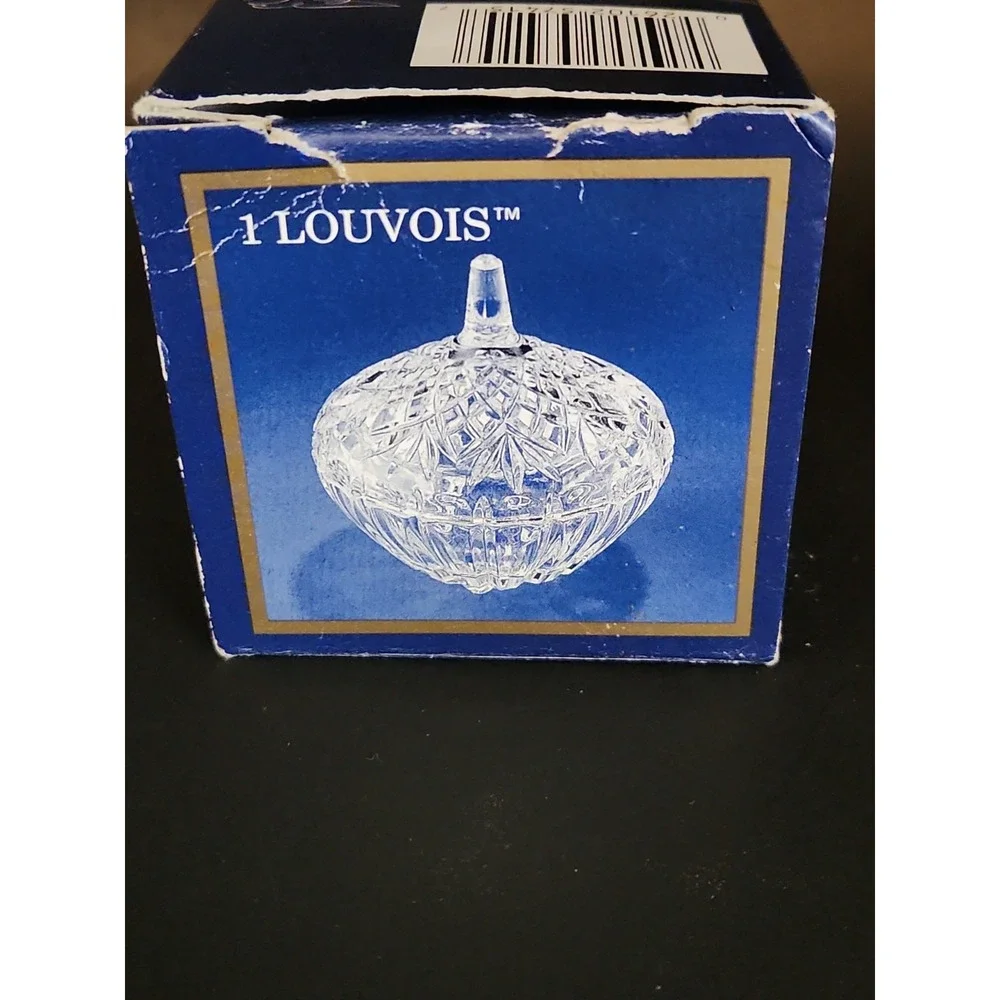 Vintage Cristal d'Arques Louvois 24% Lead Crystal Lidded Trinket Dish Box 3.25